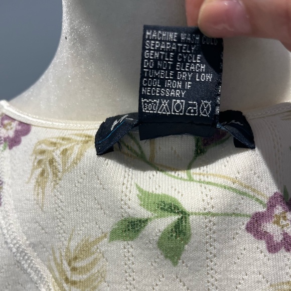 Vintage morning blue white knit pointelle cardigan shirt dutton down size small - Picture 7 of 8